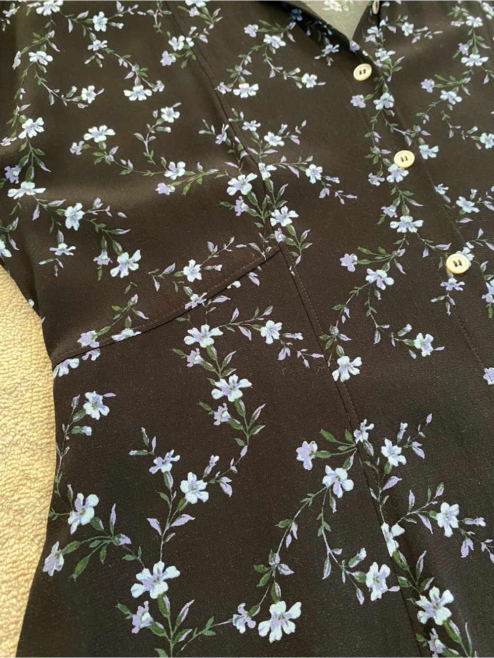 & Other Stories Paris Atelier Floral Maxi Dress 10 Black Blue Button Collar - Picture 4 of 16